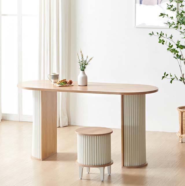 [도매상품] 로마 반달 1300 양면 라운드 식탁 주방 테이블 카페 디자인 3D86-613