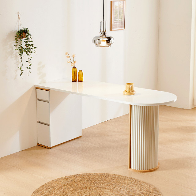 [도매상품] 로마 반달사각 1700 반타원 식탁 테이블 카페 디자인 3D32-617